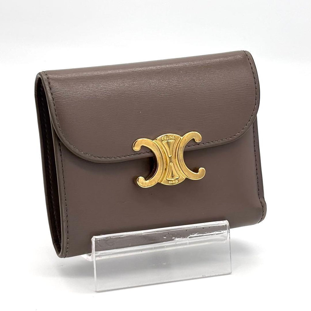 Celine Small Flap Wallet Triomphe Trifold Greige
