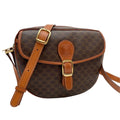 Celine Macadam Leather Triomphe Logo Shoulder Bag Brown