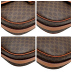Celine Macadam Leather Triomphe Logo Shoulder Bag Brown — view 6