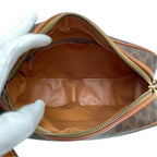 Celine Macadam Leather Triomphe Logo Shoulder Bag Brown — view 7