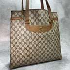 Gucci GG Tote Brown Beige Logo Leather