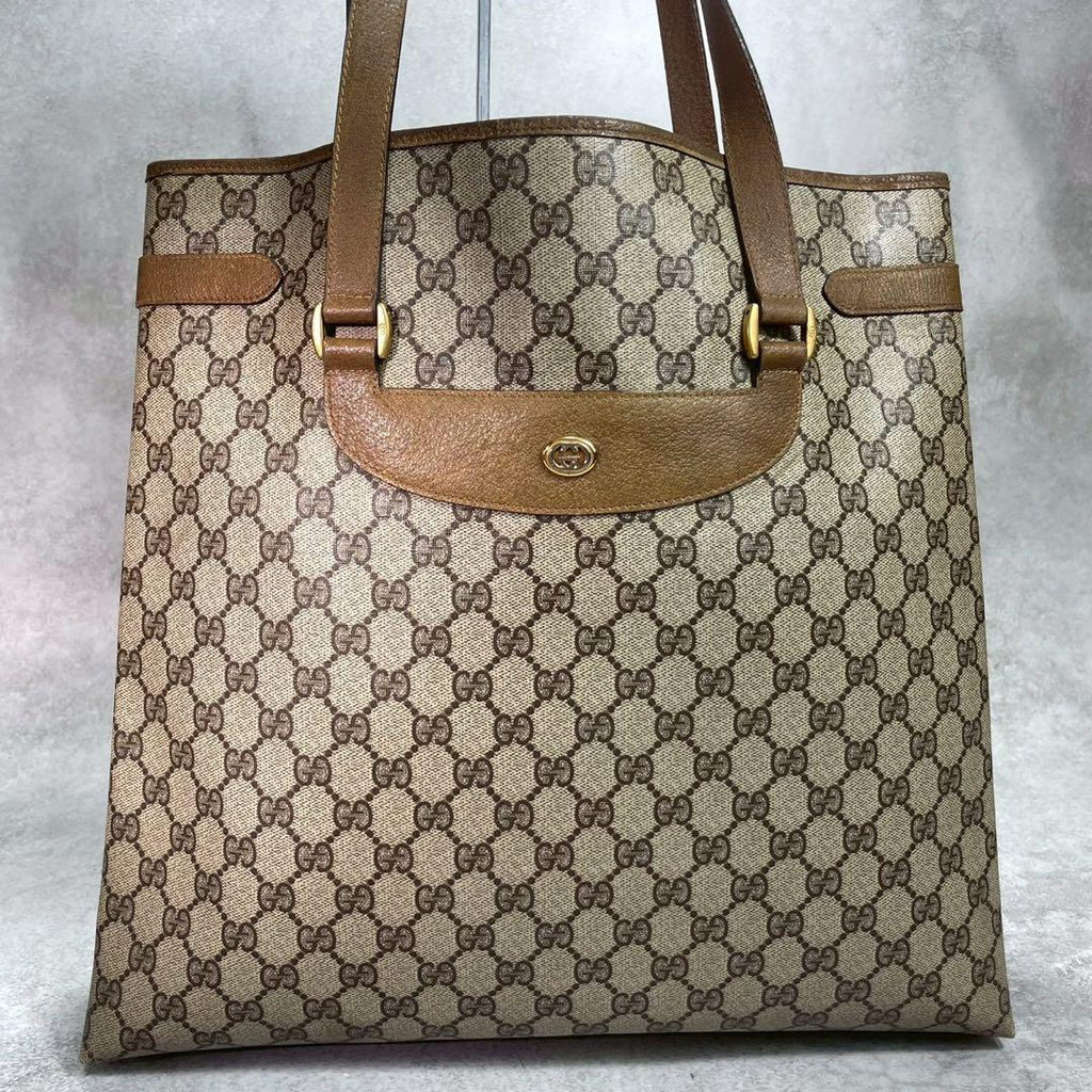 Gucci GG Tote Brown Beige Logo Leather — view 2