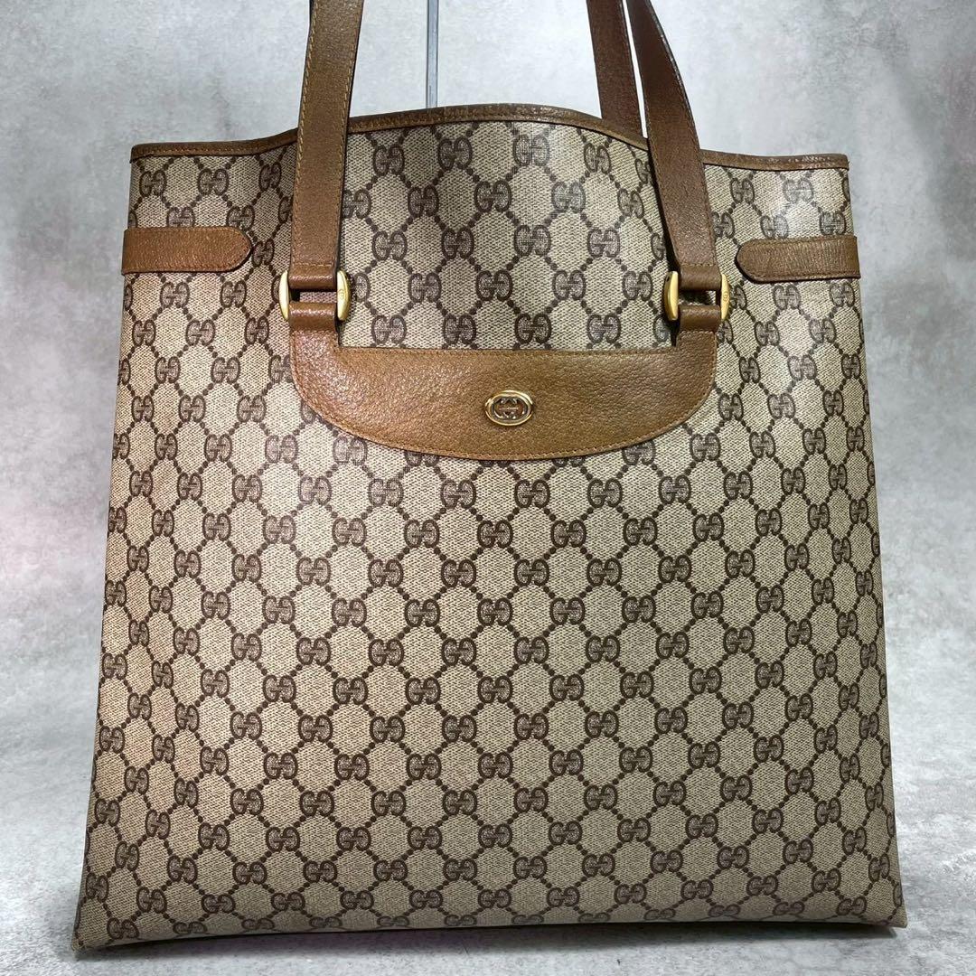 Gucci GG Tote Brown Beige Logo Leather — view 2
