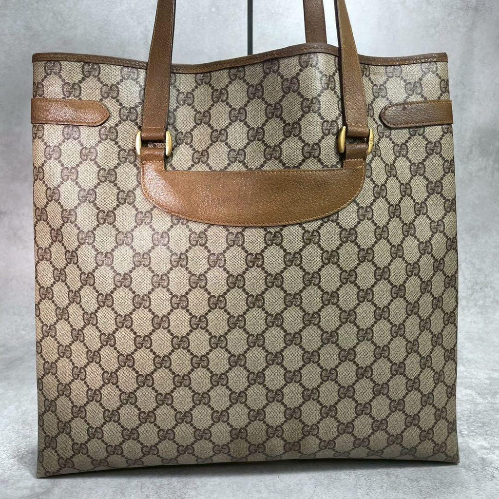 Gucci GG Tote Brown Beige Logo Leather — view 3
