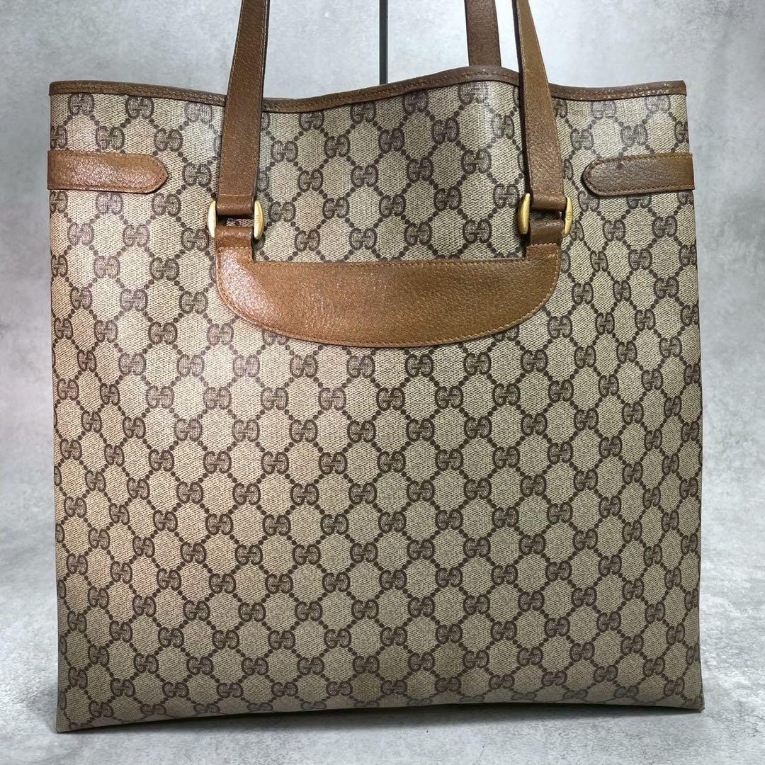 Gucci GG Tote Brown Beige Logo Leather — view 3