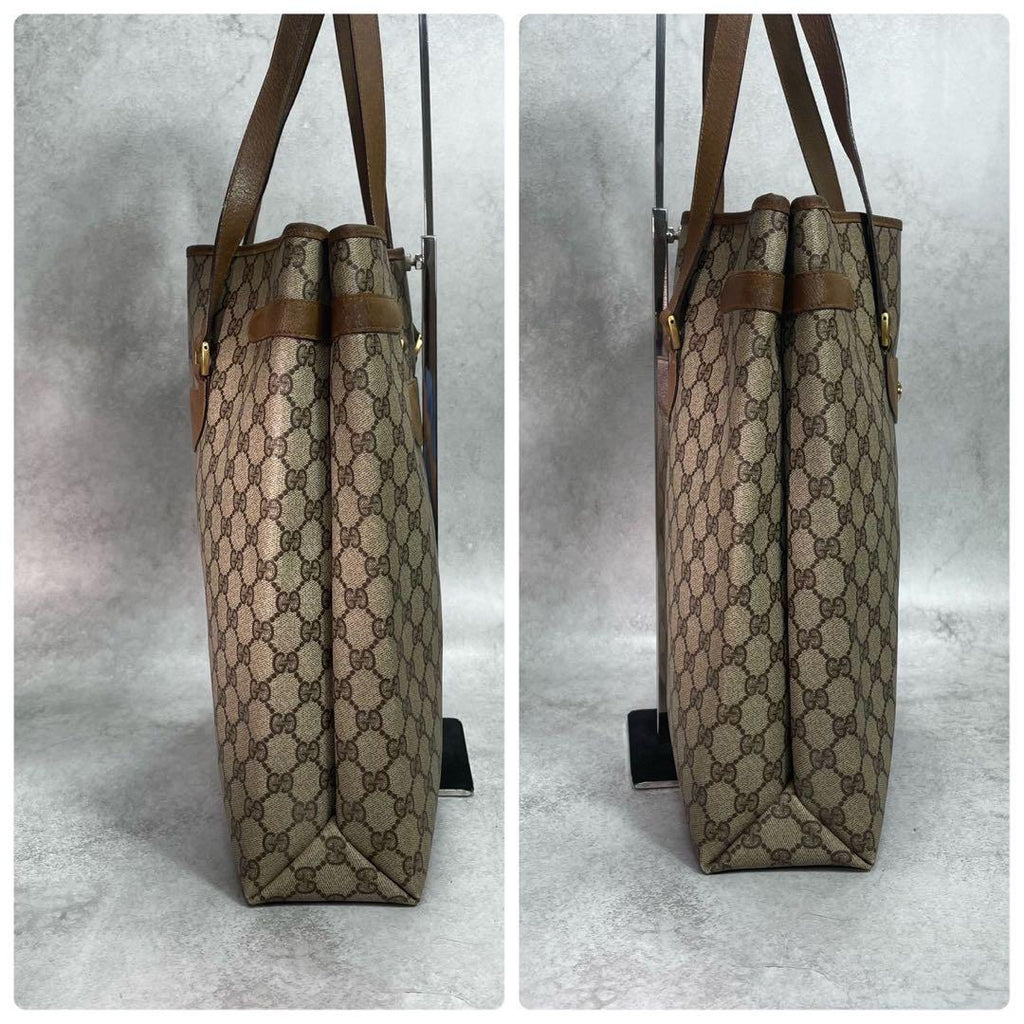 Gucci GG Tote Brown Beige Logo Leather — view 6