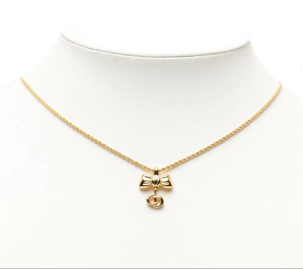Dior CD Logo Ribbon Motif Necklace — view 2