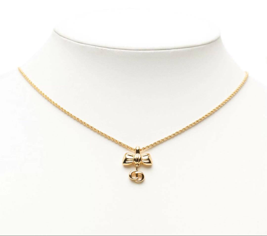 Dior CD Logo Ribbon Motif Necklace — view 2