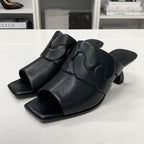 Hermes Hanna 95 Leather Sandals Black — view 3