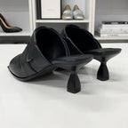 Hermes Hanna 95 Leather Sandals Black — view 5