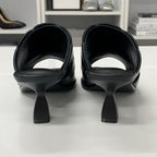 Hermes Hanna 95 Leather Sandals Black — view 6