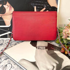 Chanel Chain Wallet Jumbo CC Logo Caviar Leather Red Shoulder — view 2