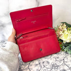 Chanel Chain Wallet Jumbo CC Logo Caviar Leather Red Shoulder — view 8