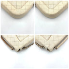 Chanel Quilted 2-Way Shoulder Bag Beige Caviar Leather — view 9