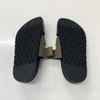 Hermes Chypre Leather Flat Sandals Grey Ge — view 6