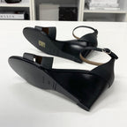 Hermes Legend Leather Wedge Sole Sandals Black — view 7