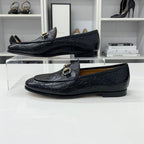 Gucci Horsebit Logo Leather Loafers Black — view 3