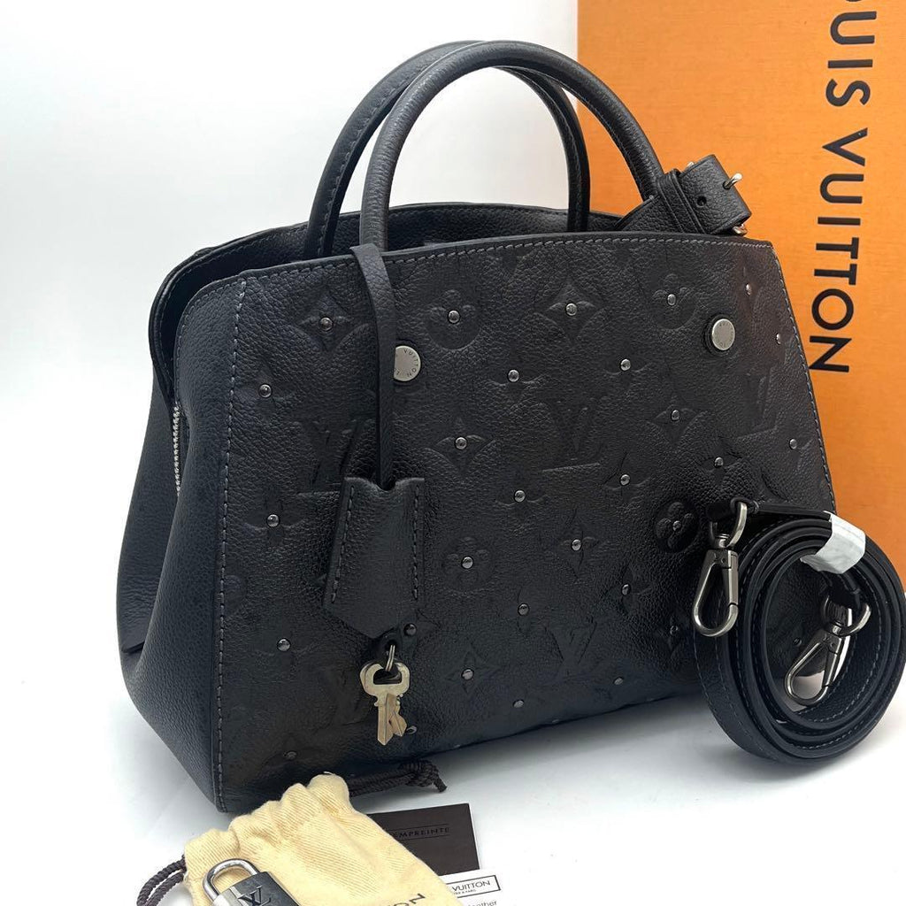 Louis Vuitton Monogram Empreinte Montaigne BB Gray Studs Handbag