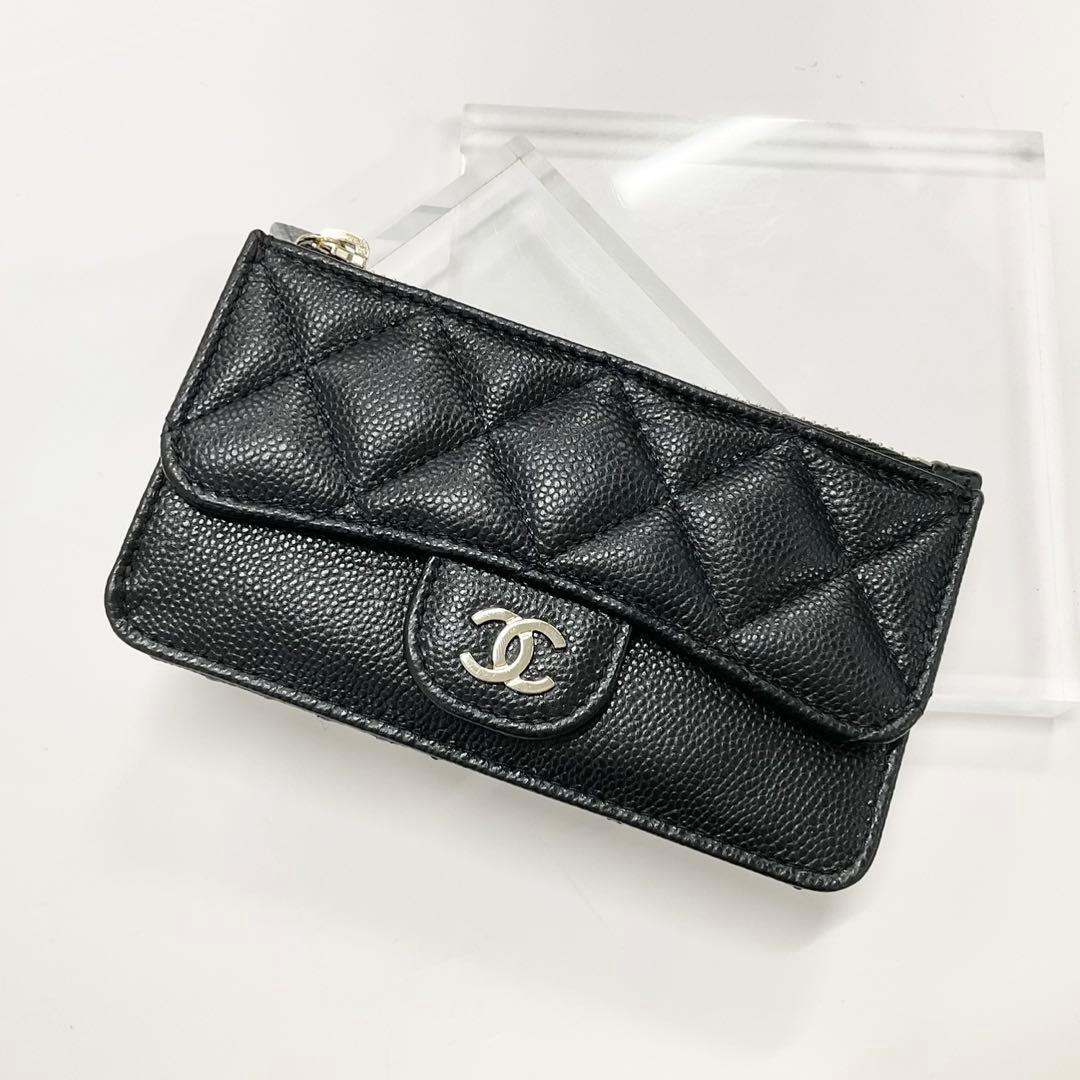 Chanel Caviar Leather CC Logo Fragment Case Coin Purse