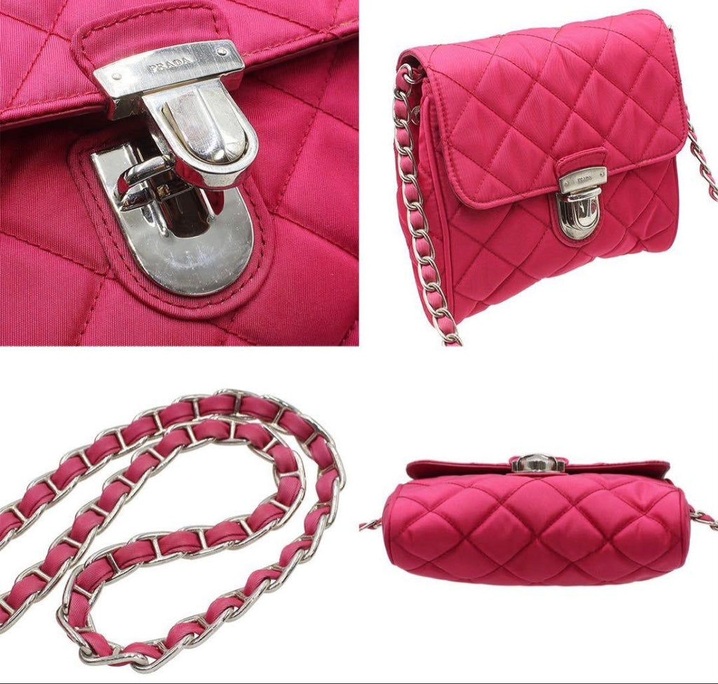 Prada Tessuto Impantou Quilted Shoulder Bag : Ibisco