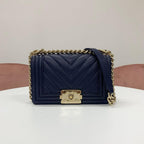 Chanel Boy 20 Caviar Leather CC Logo V-stitch Bag