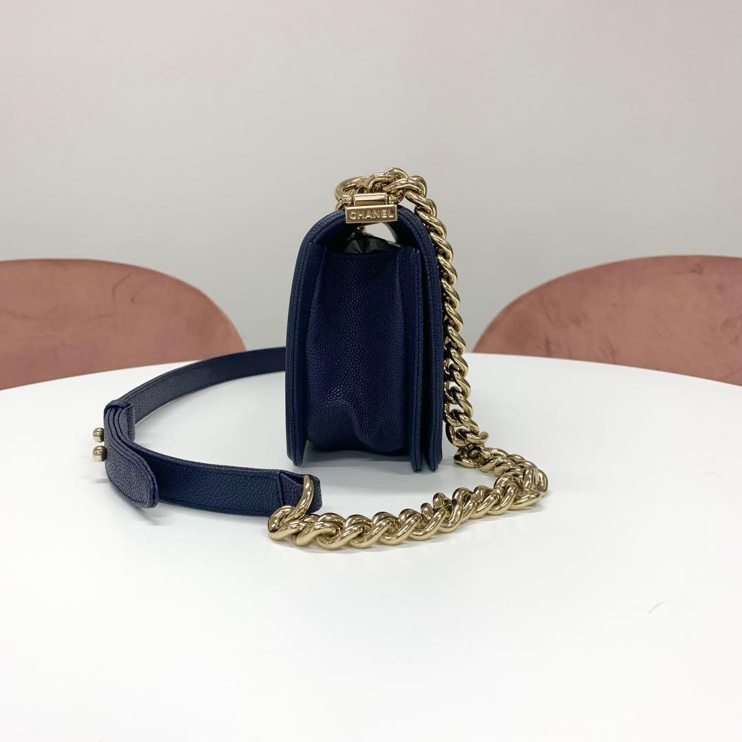 Chanel Boy 20 Caviar Leather CC Logo V-stitch Bag — view 2