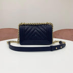 Chanel Boy 20 Caviar Leather CC Logo V-stitch Bag — view 3
