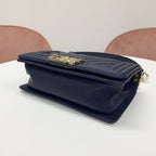 Chanel Boy 20 Caviar Leather CC Logo V-stitch Bag — view 4