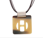 Hermes Logo Necklace Brown Beige Buffalo Horn — view 2