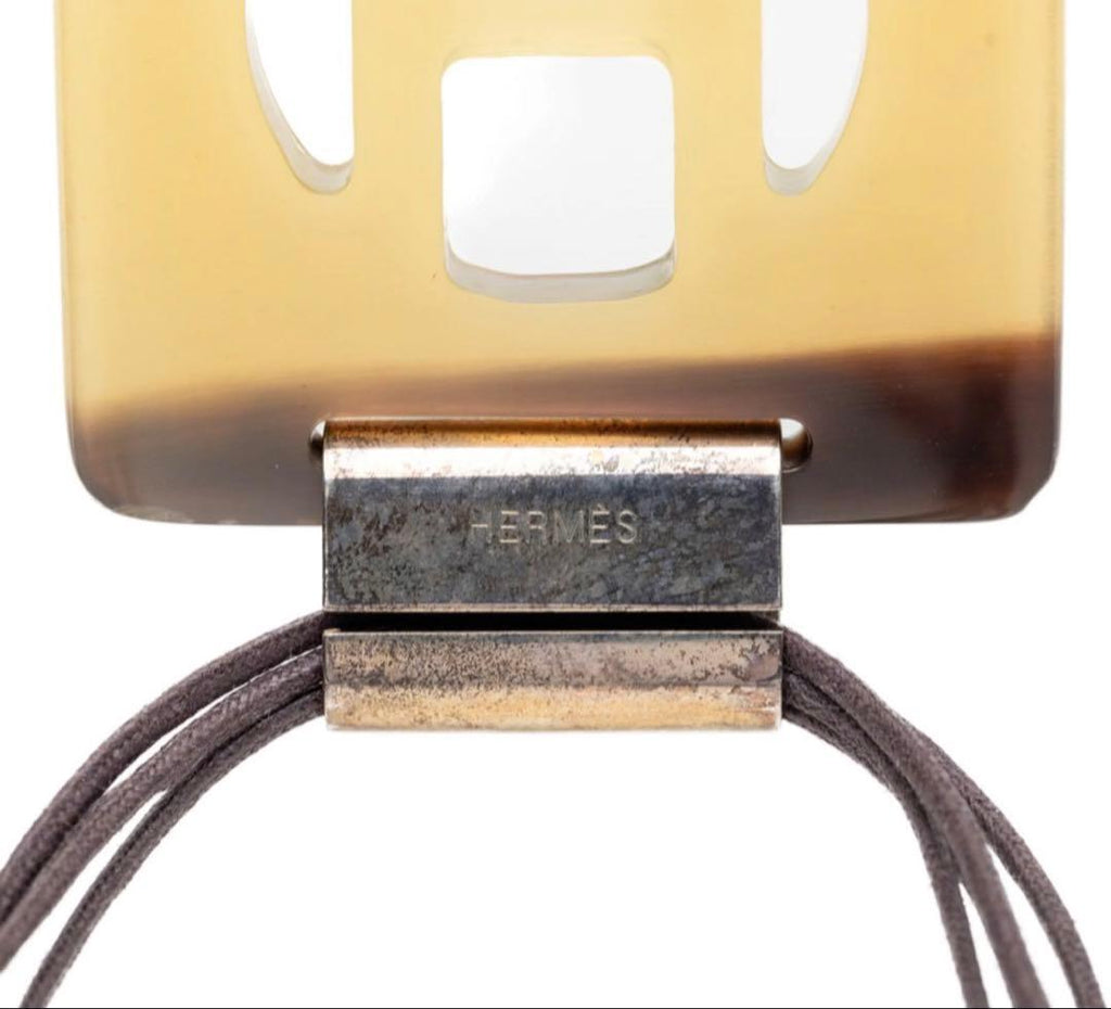 Hermes Logo Necklace Brown Beige Buffalo Horn — view 4