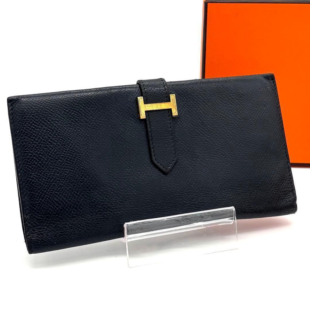 Hermes Bearn Classic Bifold Wallet Epsom Navy