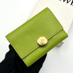 Loewe Anagram Pebble Trifold Wallet Small Gold Green