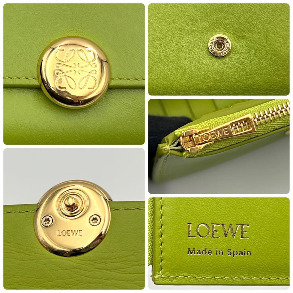 Loewe Anagram Pebble Trifold Wallet Small Gold Green — view 9
