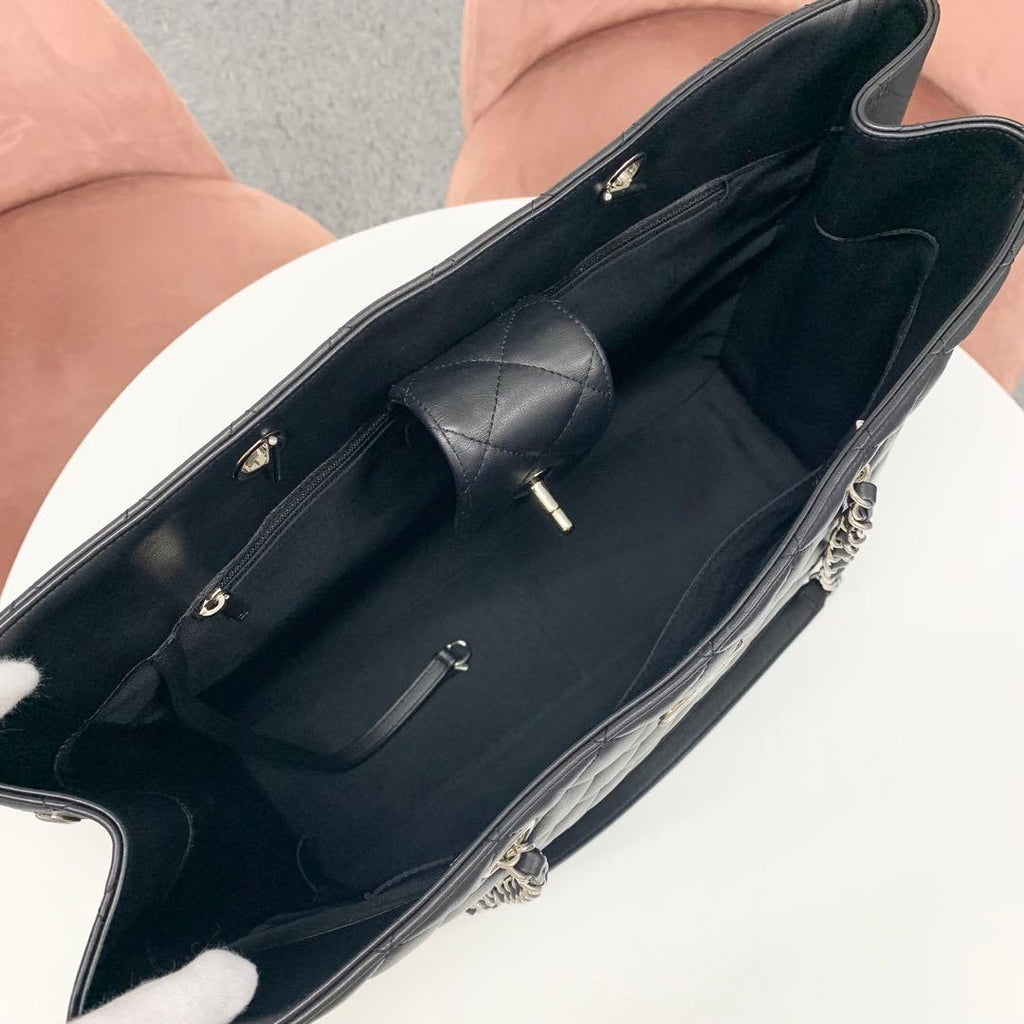Chanel CC Logo Quilted Lambskin Turnlock Chain Tote — view 6
