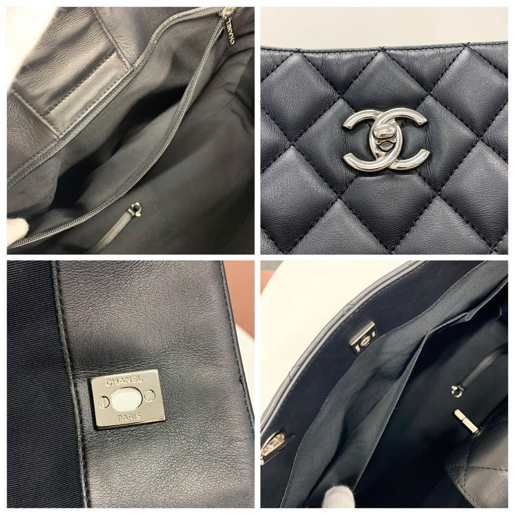 Chanel CC Logo Quilted Lambskin Turnlock Chain Tote — view 9