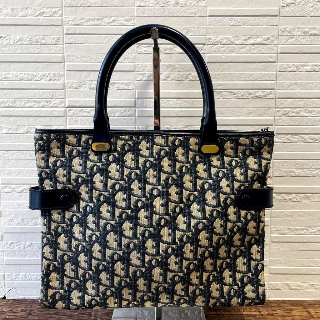 Dior Trotter Canvas Leather Hand Bag Navy — view 2