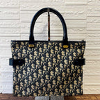Dior Trotter Canvas Leather Hand Bag Navy — view 2