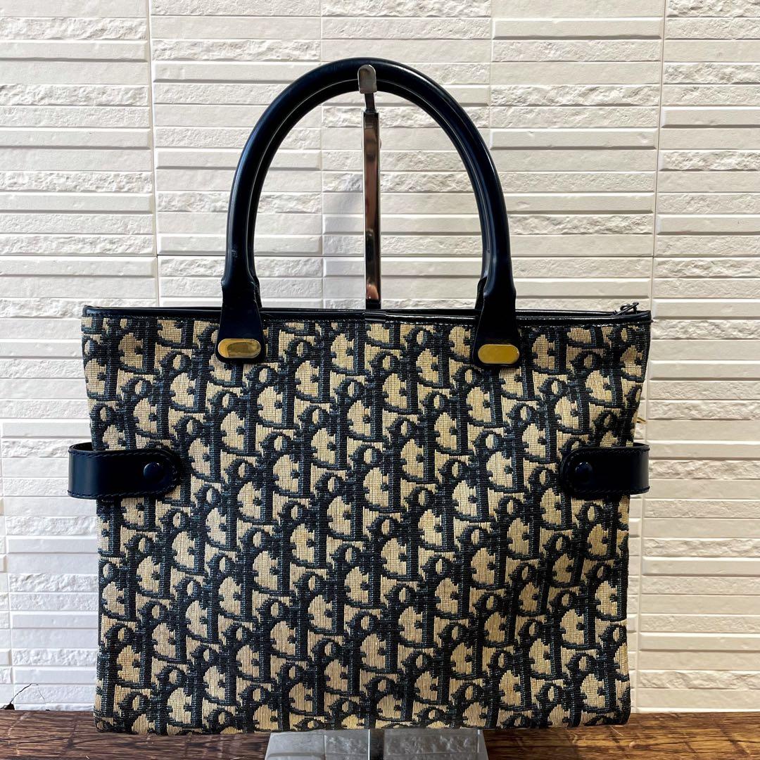 Dior Trotter Canvas Leather Hand Bag Navy — view 2