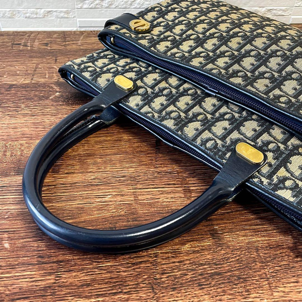 Dior Trotter Canvas Leather Hand Bag Navy — view 6