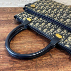 Dior Trotter Canvas Leather Hand Bag Navy — view 6