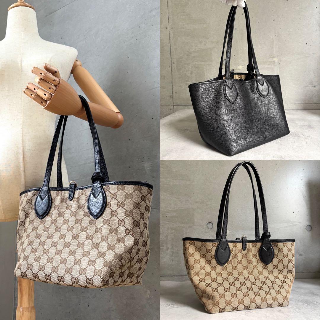 Gucci Handle GG Canvas Tortissima Reversible Handbag
