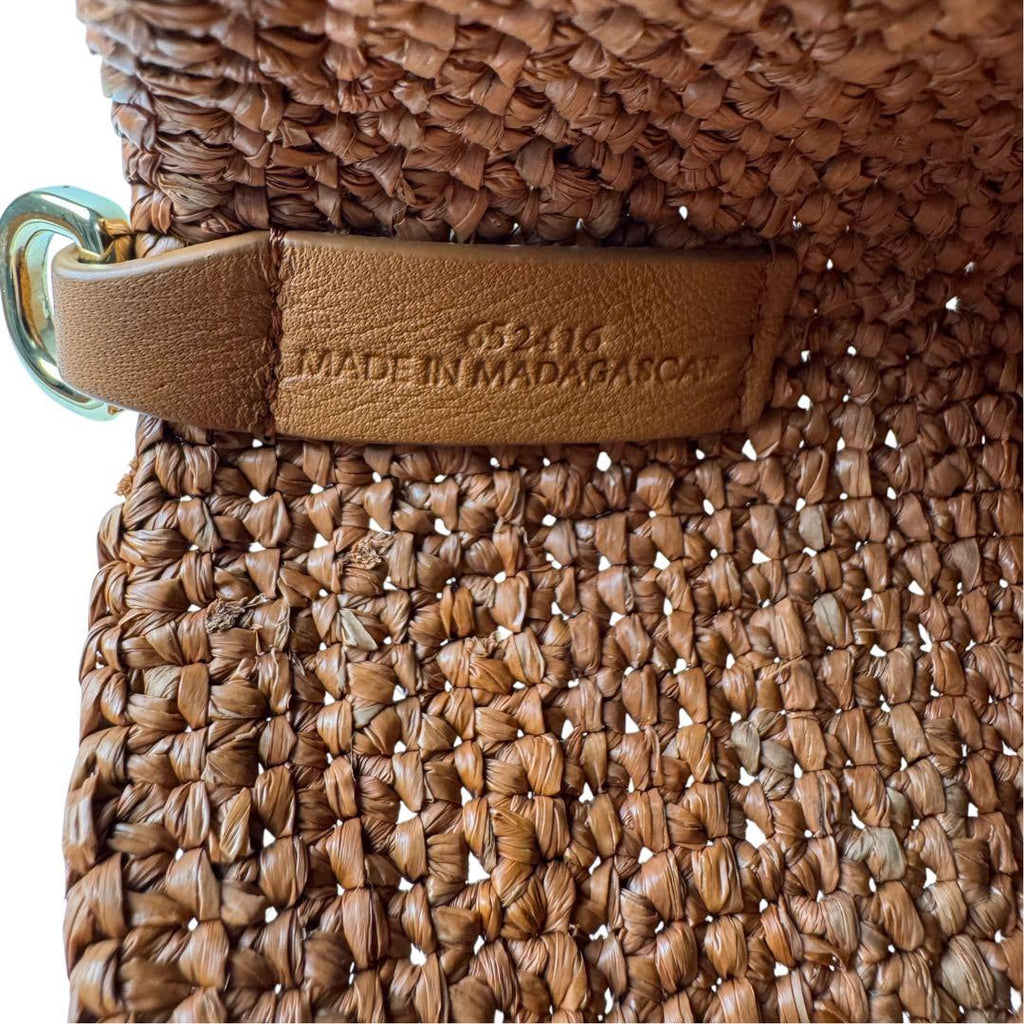 Loewe Slit Mini Raffia Leather Tote Bag — view 8