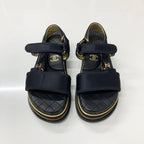 Chanel CC Logo Satin Quilted Velcro Strap Sandals — view 2