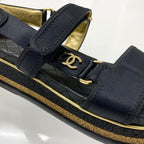 Chanel CC Logo Satin Quilted Velcro Strap Sandals — view 9