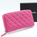 Chanel Zip Around Wallet Quilted Pink