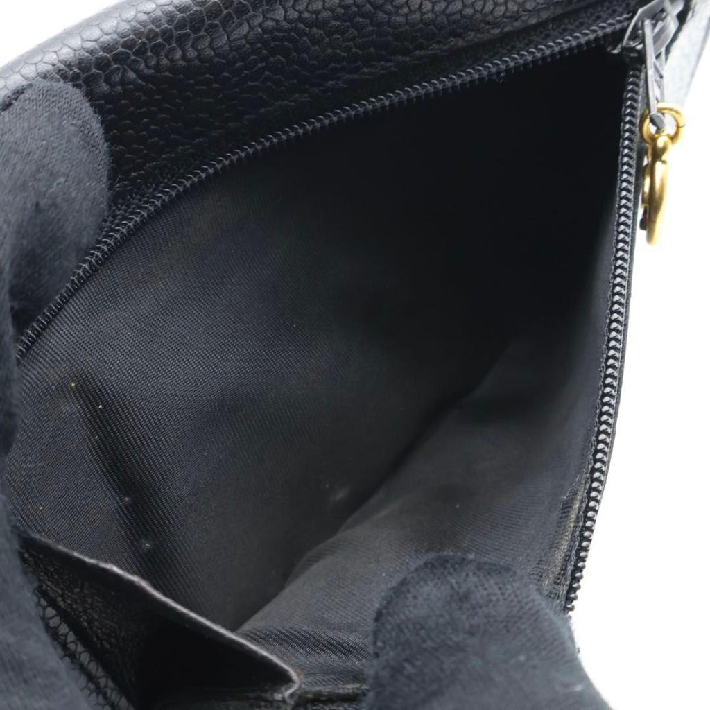 Chanel Jumbo CC Logo Bifold Wallet Caviar Leather Black Flap — view 6