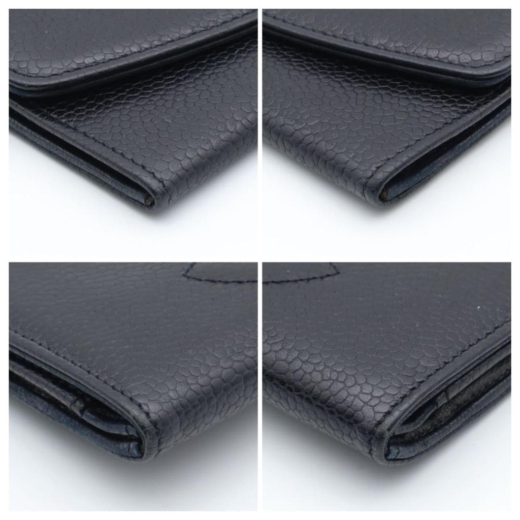 Chanel Jumbo CC Logo Bifold Wallet Caviar Leather Black Flap — view 8
