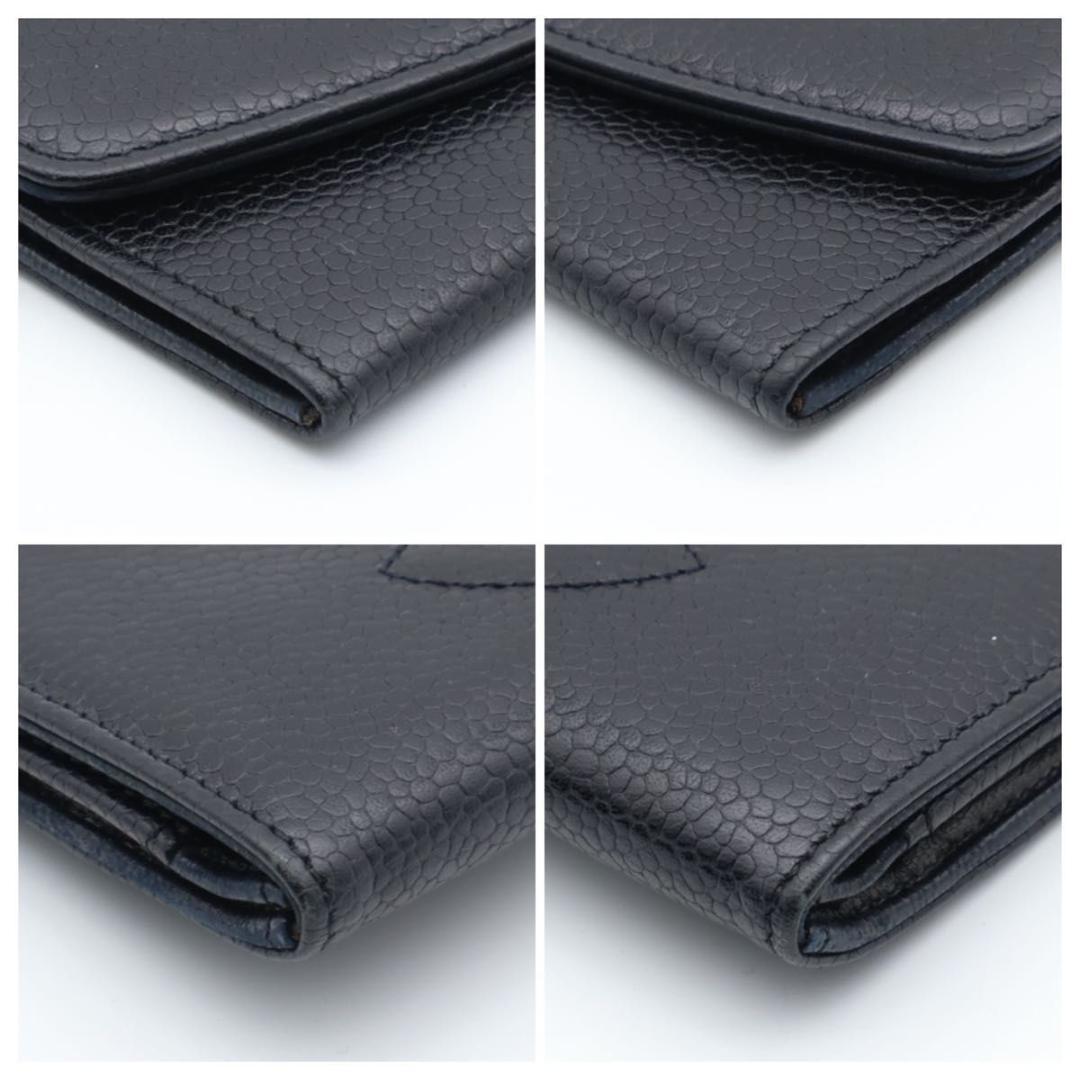 Chanel Jumbo CC Logo Bifold Wallet Caviar Leather Black Flap — view 8