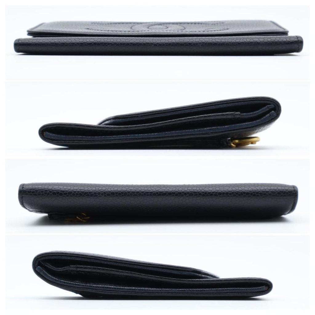 Chanel Jumbo CC Logo Bifold Wallet Caviar Leather Black Flap — view 9