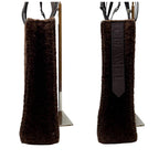 Chanel Shearling Leather Logo Hand Tote Brown — view 3